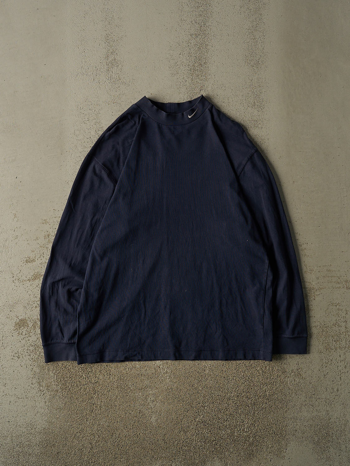 Vintage Y2K Navy Blue Nike Embroidered Mock Neck Long Sleeve (XL)