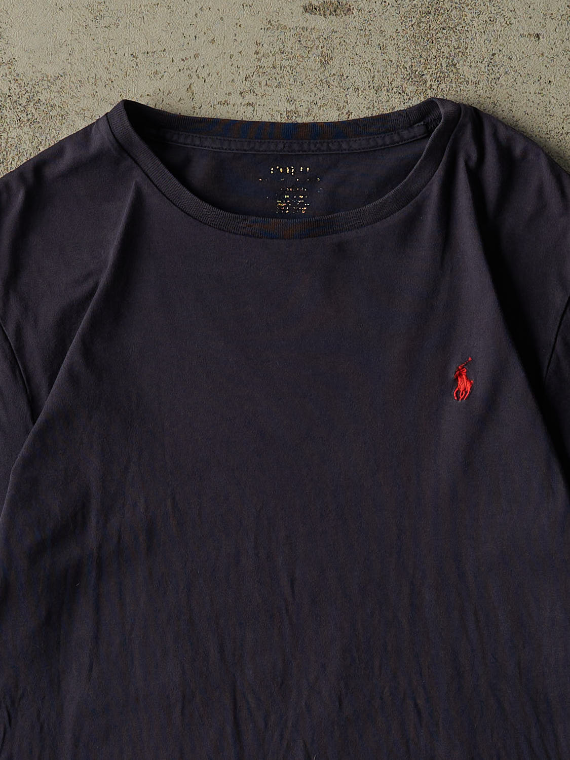 Vintage Y2K Navy Blue Polo Embroidered Tee (S/M)