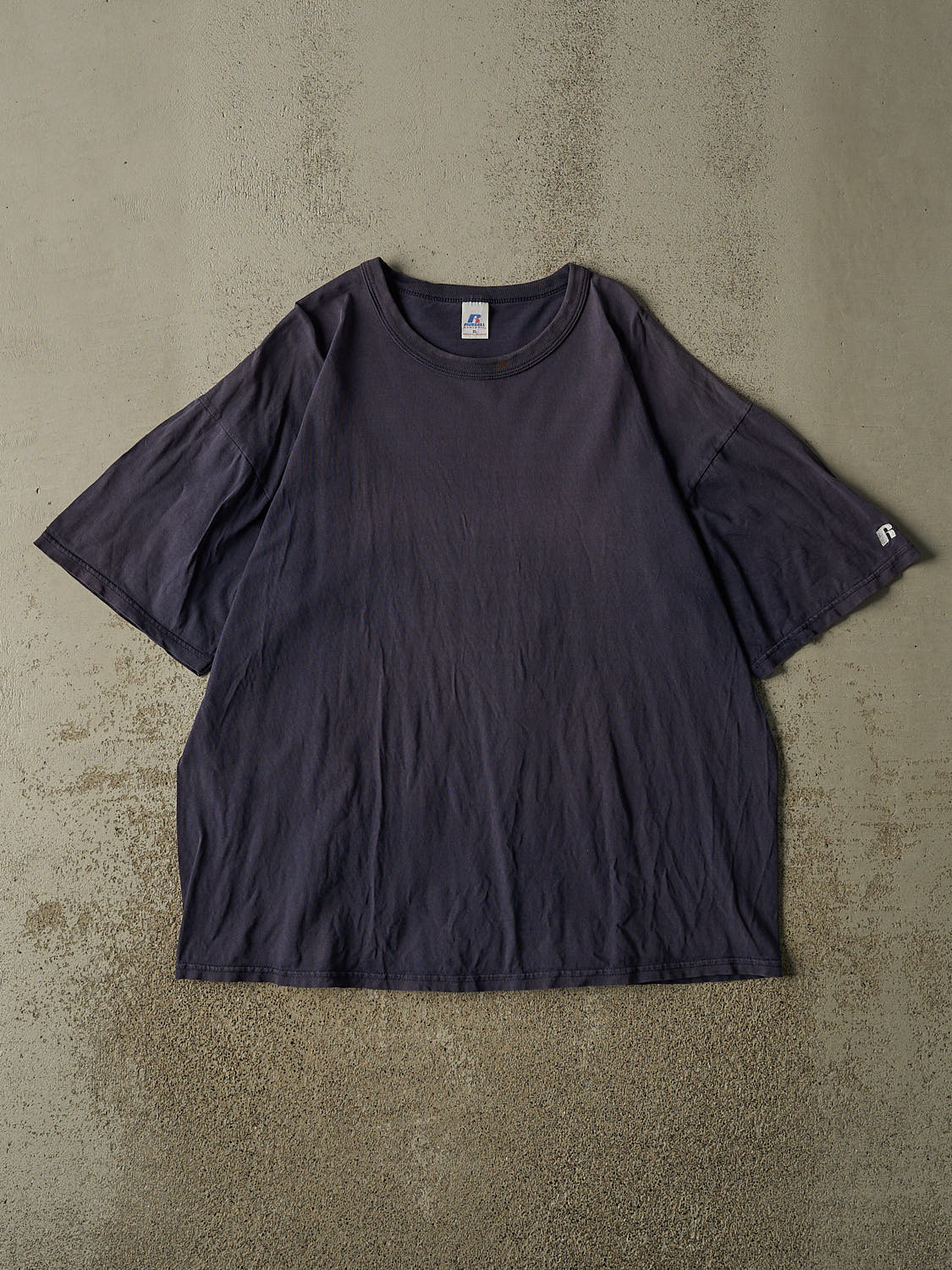 Vintage 90s Sun Faded Navy Russell Athletic Blank Tee (L/XL)