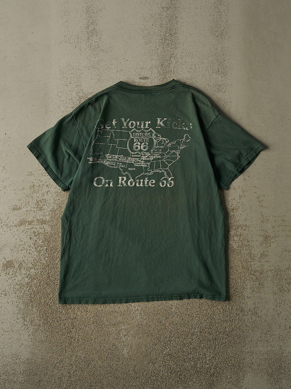 Vintage 90s Green Route 66 Tee (L)
