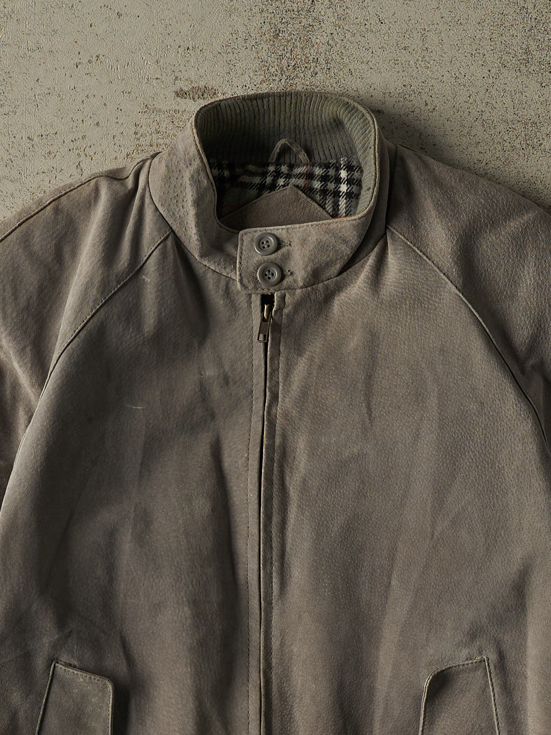 Vintage 90s Grey Suede Harrington Bomber Jacket (S/M)