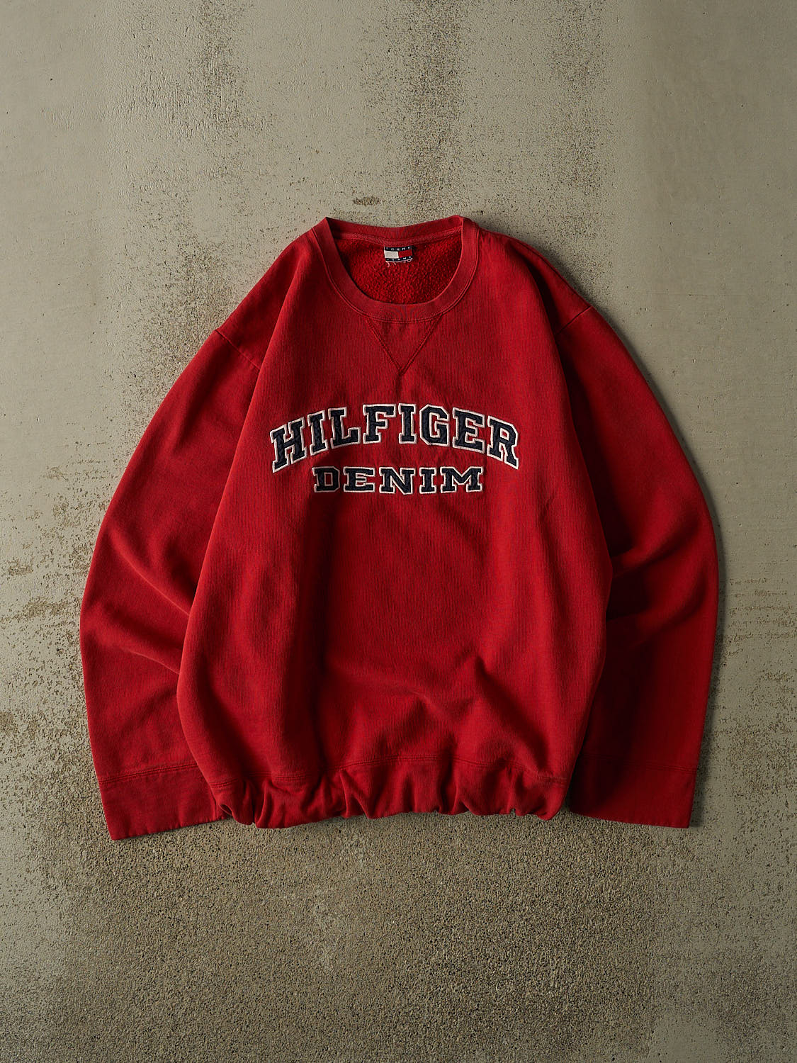 Vintage 90s Red Tommy Hilfiger Denim Embroidered Crewneck (L)