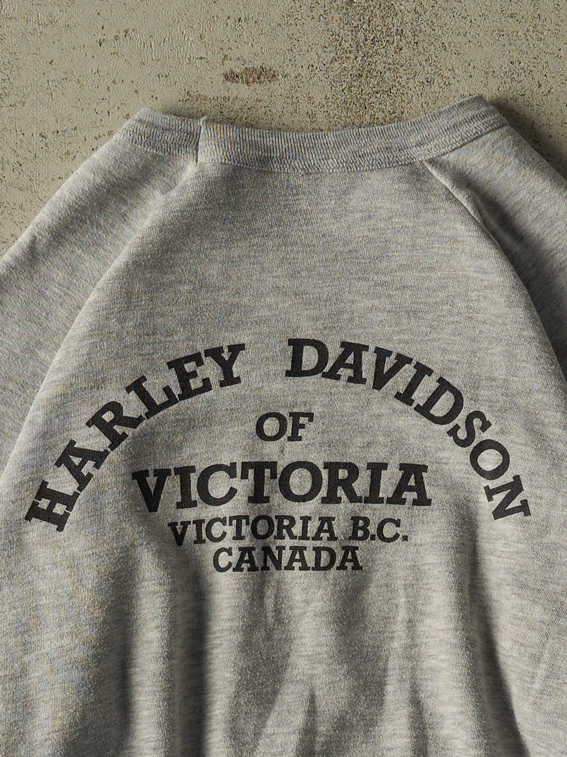 Vintage 80s RARE Grey Harley Davidson Victoria BC Crewneck (XS/S)