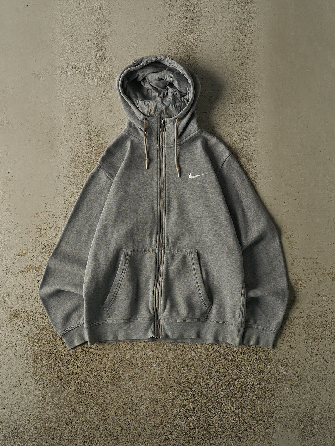 Vintage Y2K Grey Nike Embroidered Zip Up Hoodie (S/M)