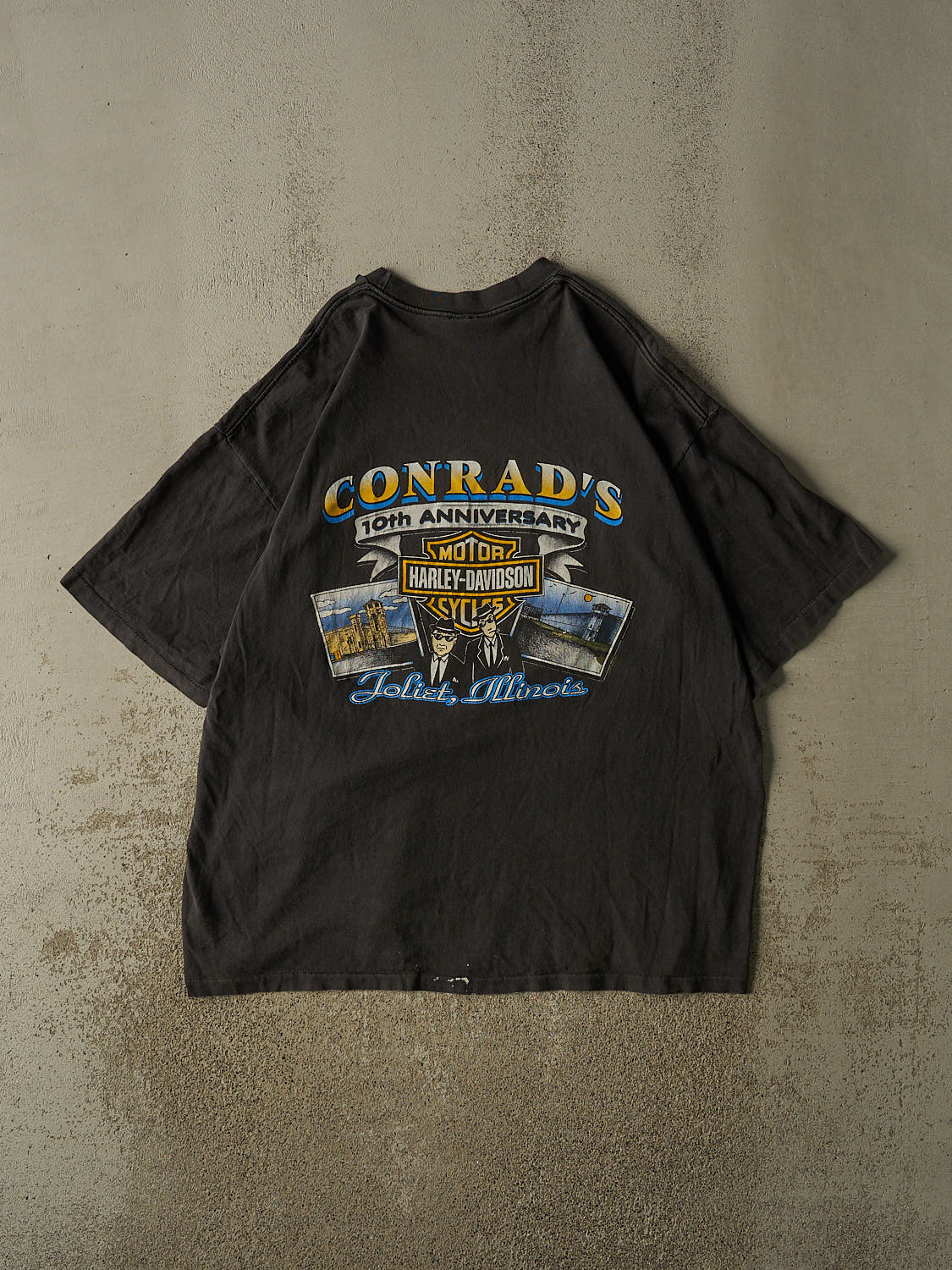 Vintage 90s Faded Black Harley Davidson Joliet IL Single Stitch Tee (XXL/XXXL)