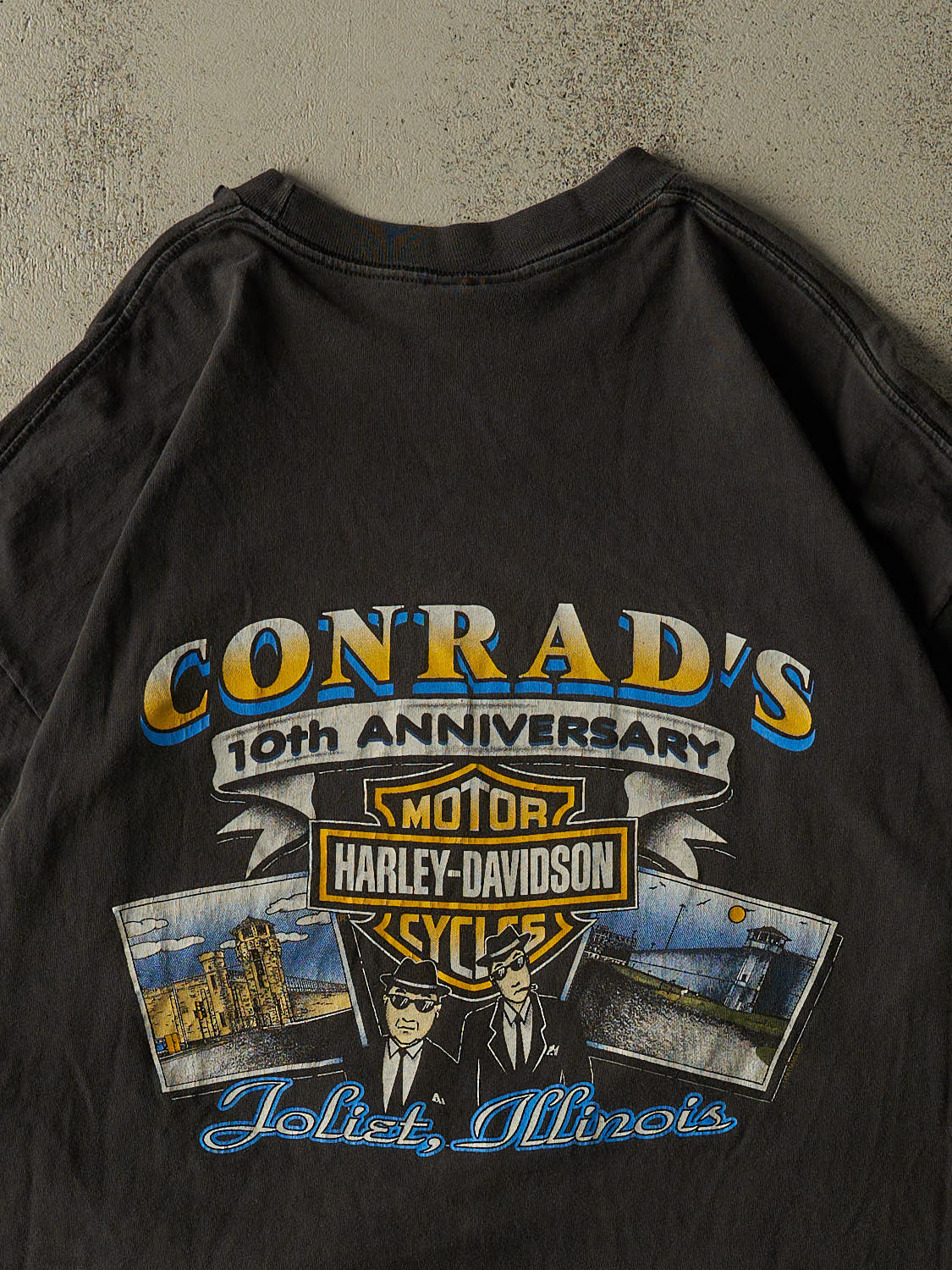 Vintage 90s Faded Black Harley Davidson Joliet IL Single Stitch Tee (XXL/XXXL)