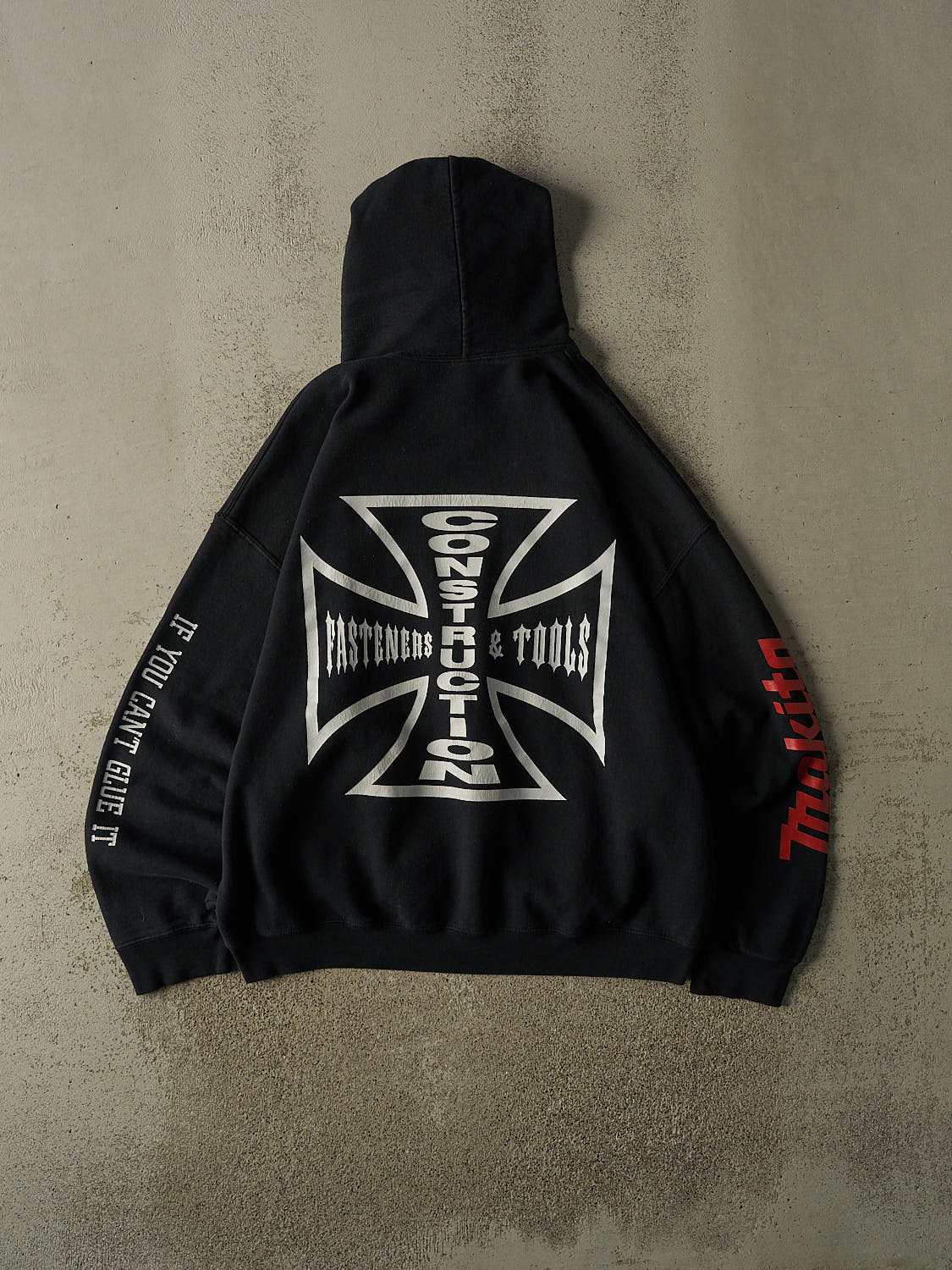 Vintage Y2K Black Makita Tools West Coast Choppers Spoof Hoodie (XL)