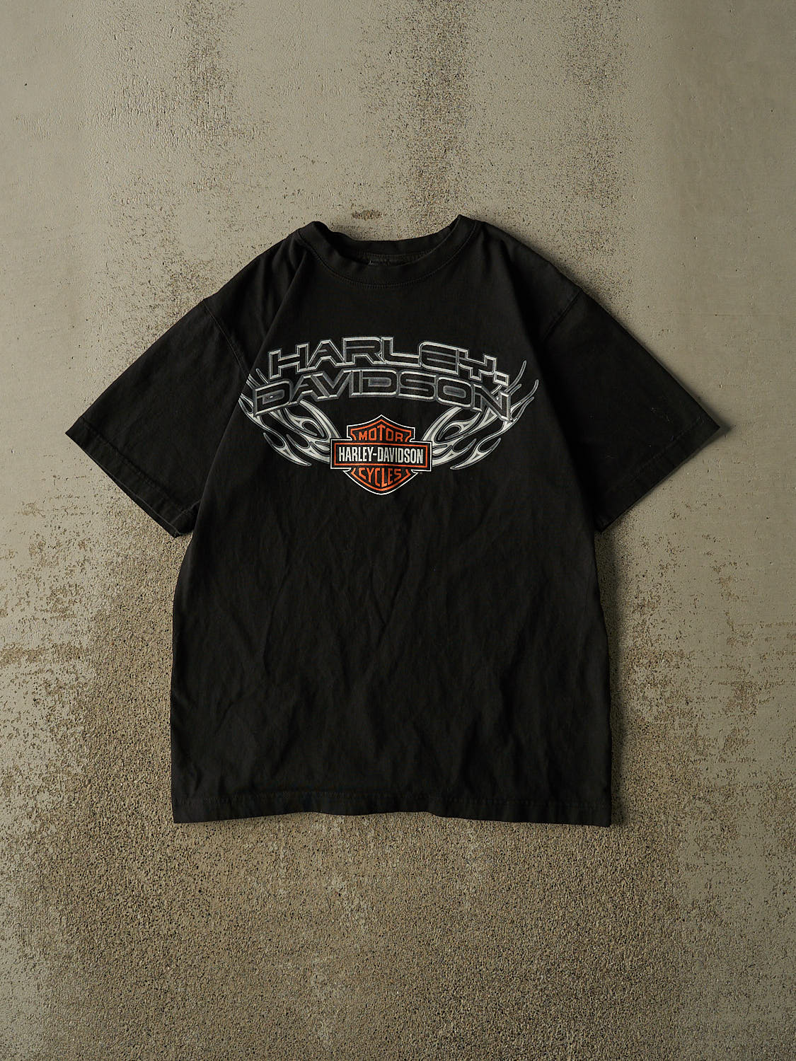 Vintage Y2K Black Harley Davidson Logo Tee (S/M)