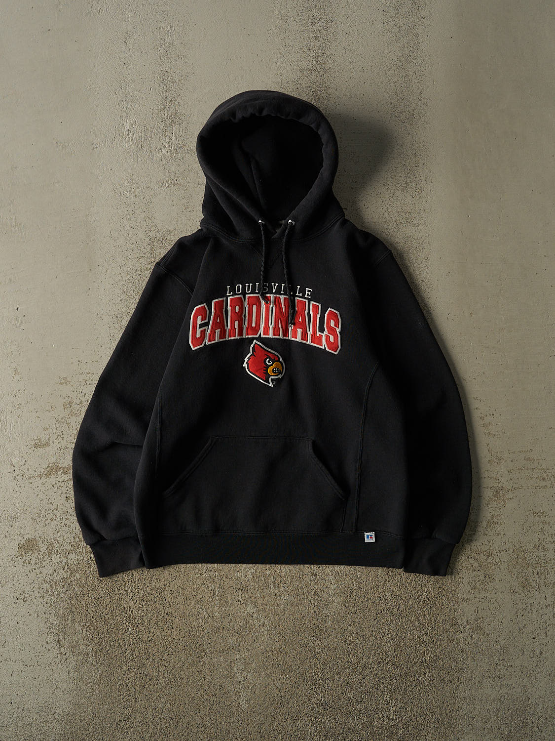 Vintage Y2K Black Russell Athletic Louisville Cardinals Embroidered Hoodie (S)