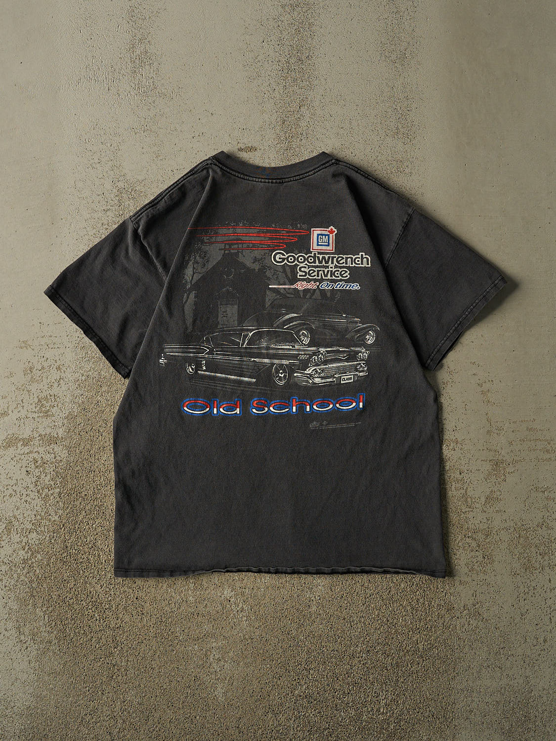 Vintage Y2K Faded Black GM Motors Old School Car Tee (L)