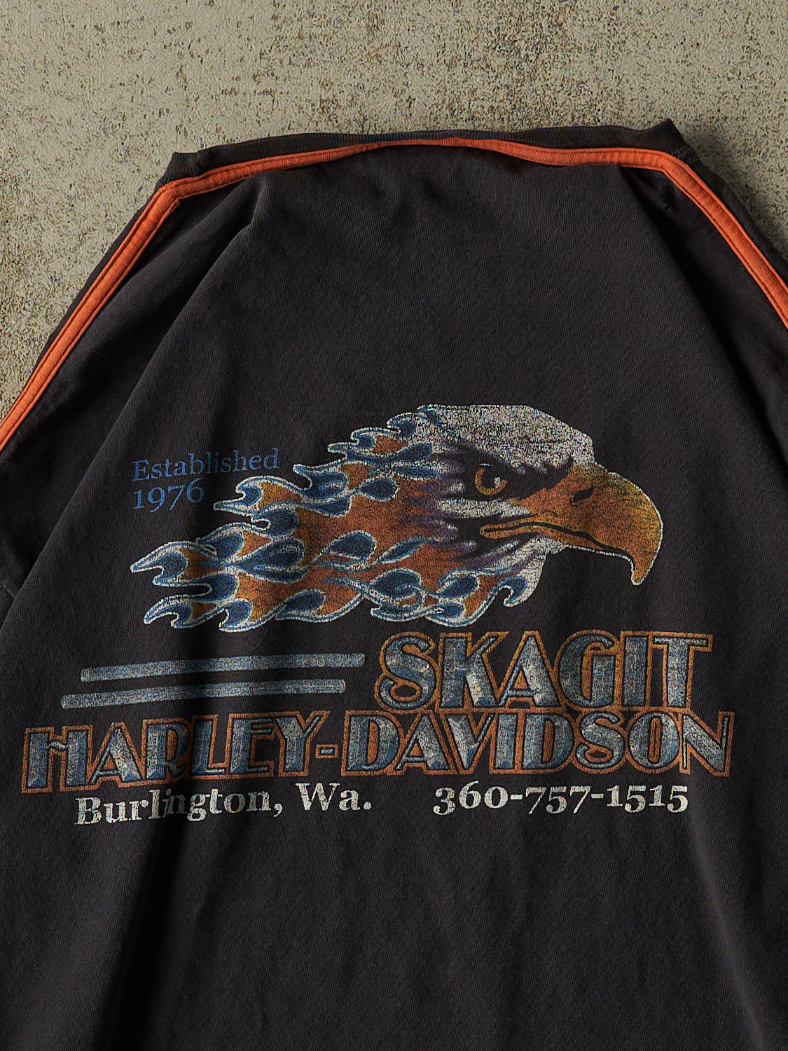 Vintage Y2K Faded Black Harley Davidson Burlington WA Long Sleeve (L/XL)
