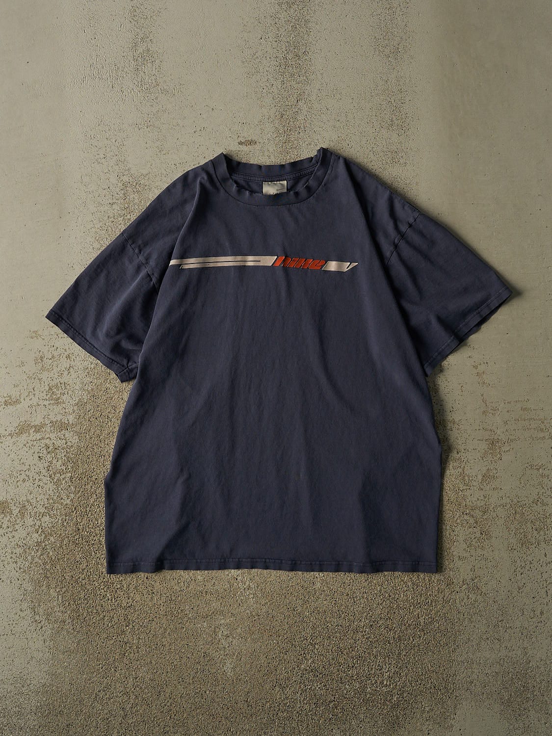 Vintage Y2K Navy Blue Nike Logo Tee (L/XL)