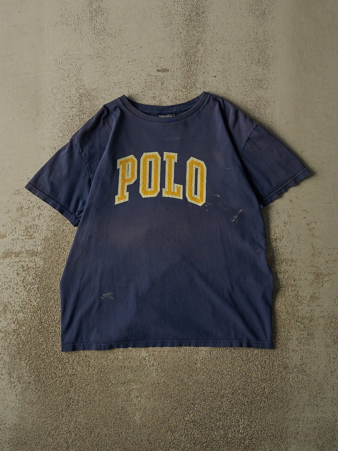 Vintage Y2K Sun Faded Navy Polo Logo Tee (M/L)