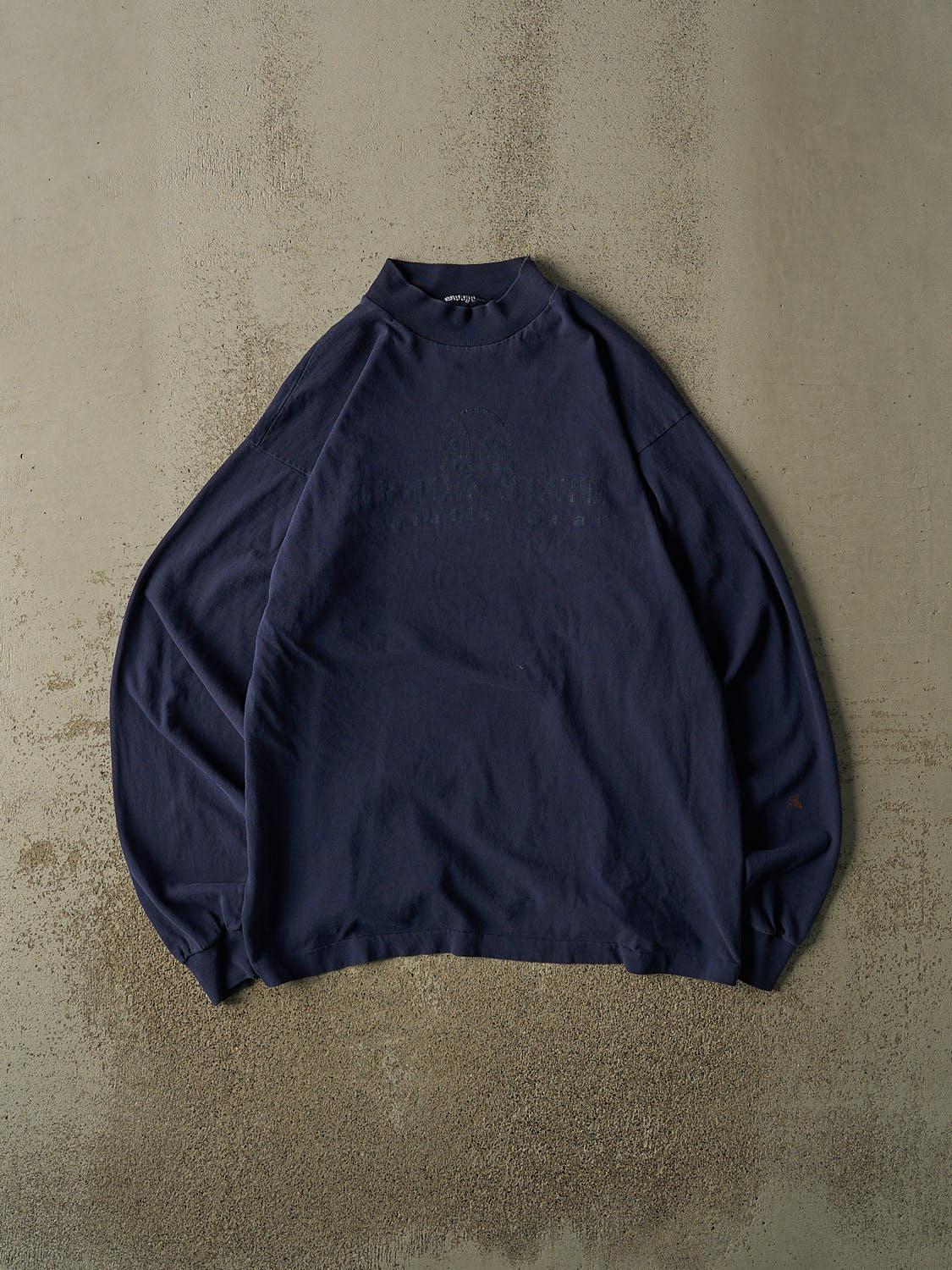 Vintage 90s Navy Blue Higher State Athletic Mock Neck Long Sleeve (L/XL)