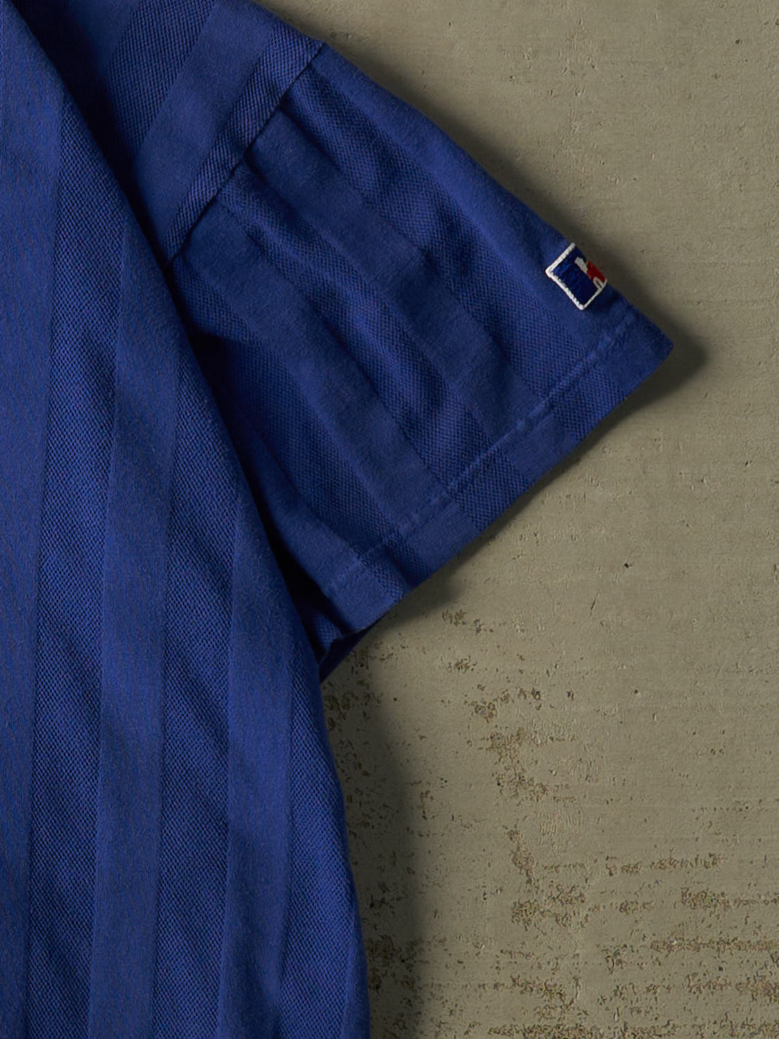 Vintage 90s Blue Russell Athletic Striped Quarter Button Tee (XL)