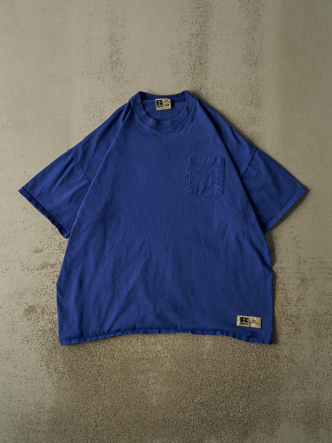 Vintage 90s Blue Russell Athletic Embroidered Pocket Tee (XL/XXL)