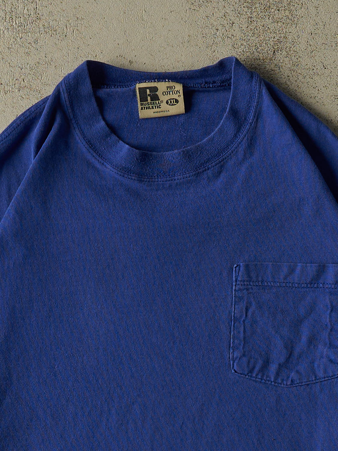 Vintage 90s Blue Russell Athletic Embroidered Pocket Tee (XL/XXL)