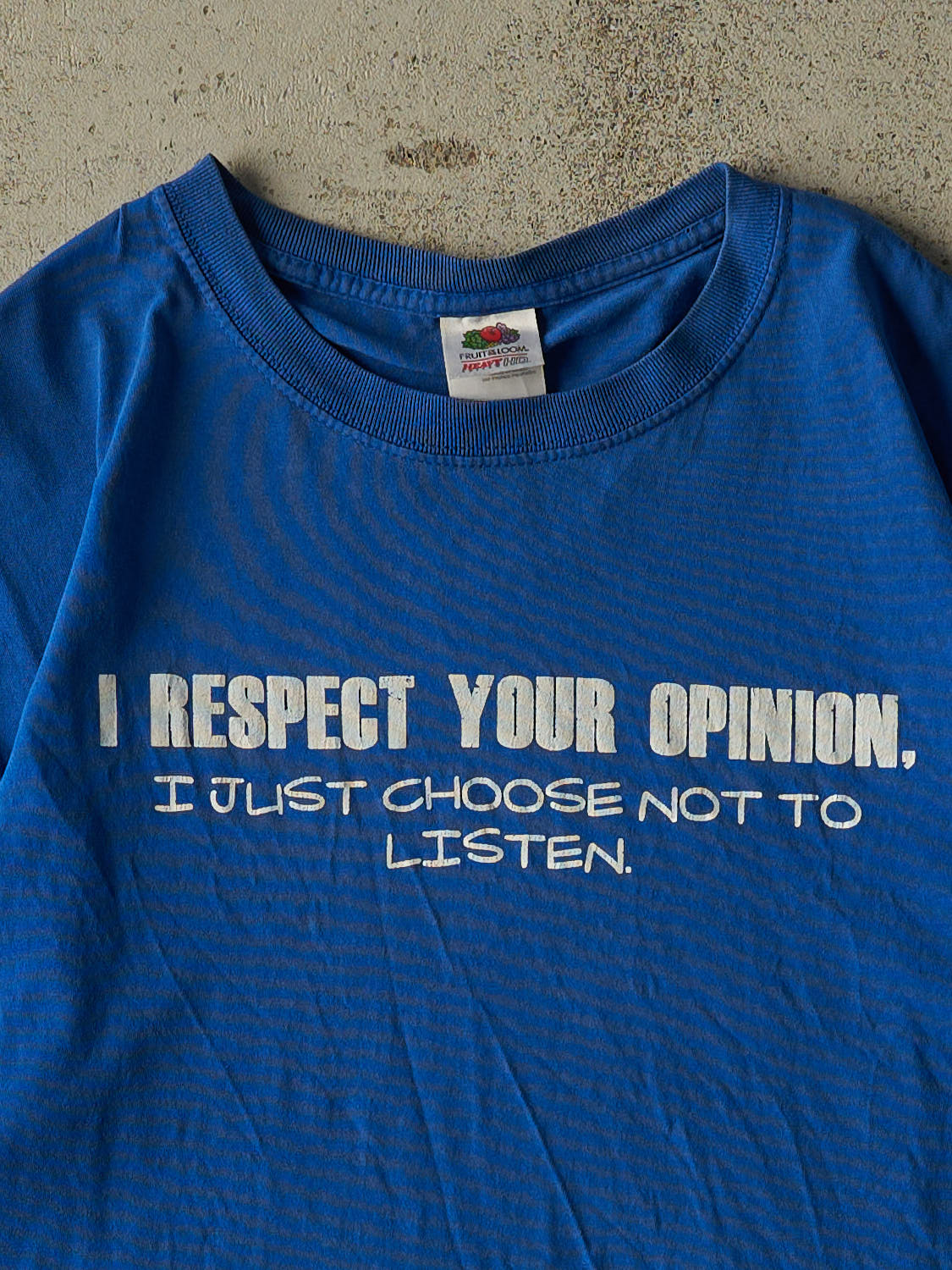 Vintage Y2K Blue "I Respect Your Opinion" Slogan Tee (M/L)