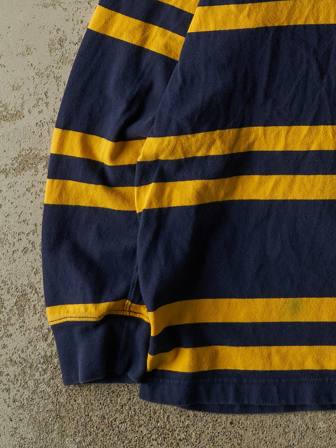 Vintage Y2K Navy Blue & Yellow Chaps Quarter Button Rugby Long Sleeve (L/XL)
