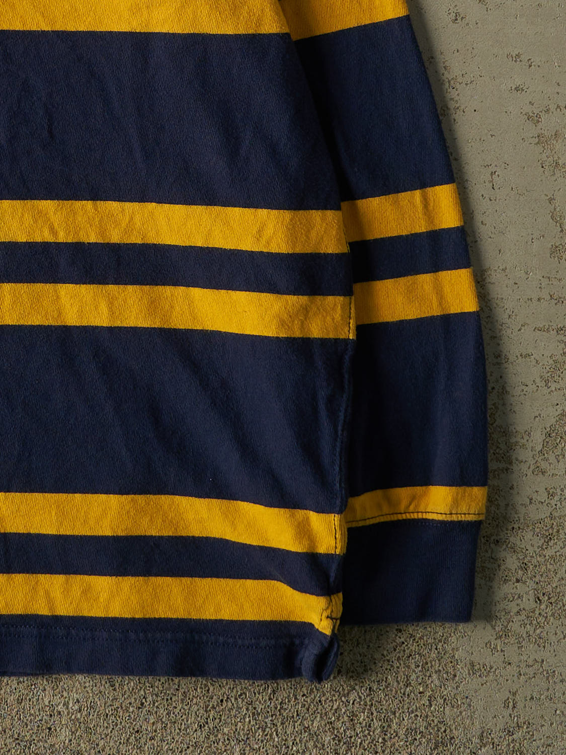 Vintage Y2K Navy Blue & Yellow Chaps Quarter Button Rugby Long Sleeve (L/XL)
