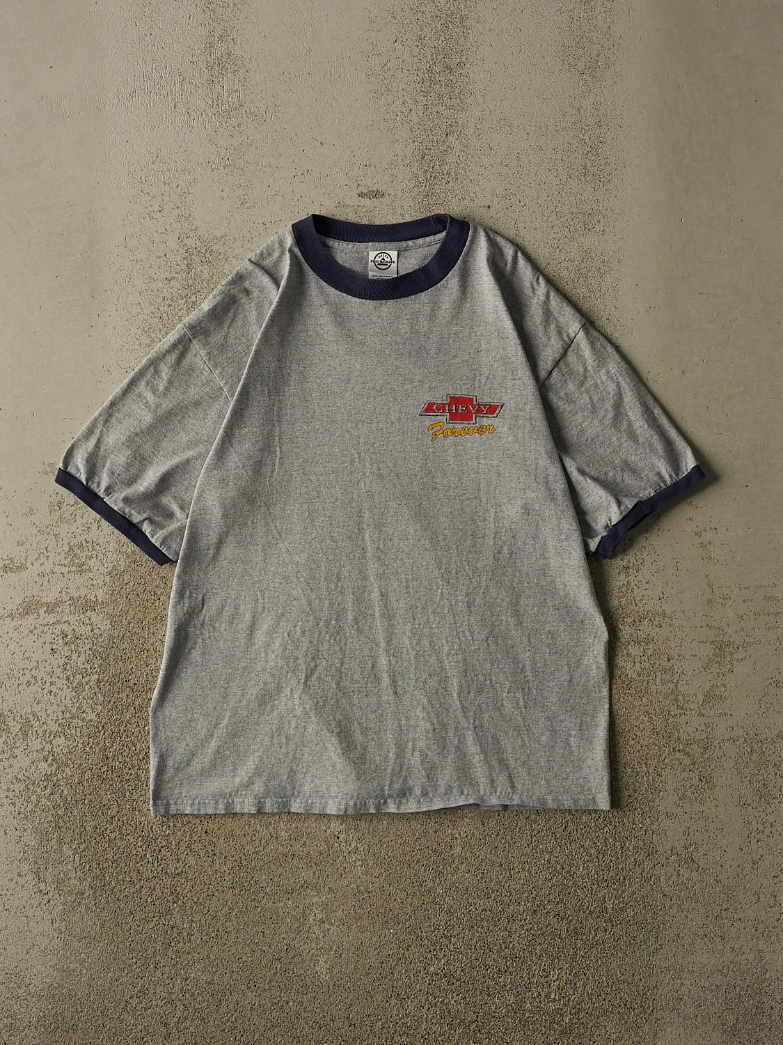 Vintage Y2K Grey Chevrolet "Chevy Forever" Ringer Tee (L)