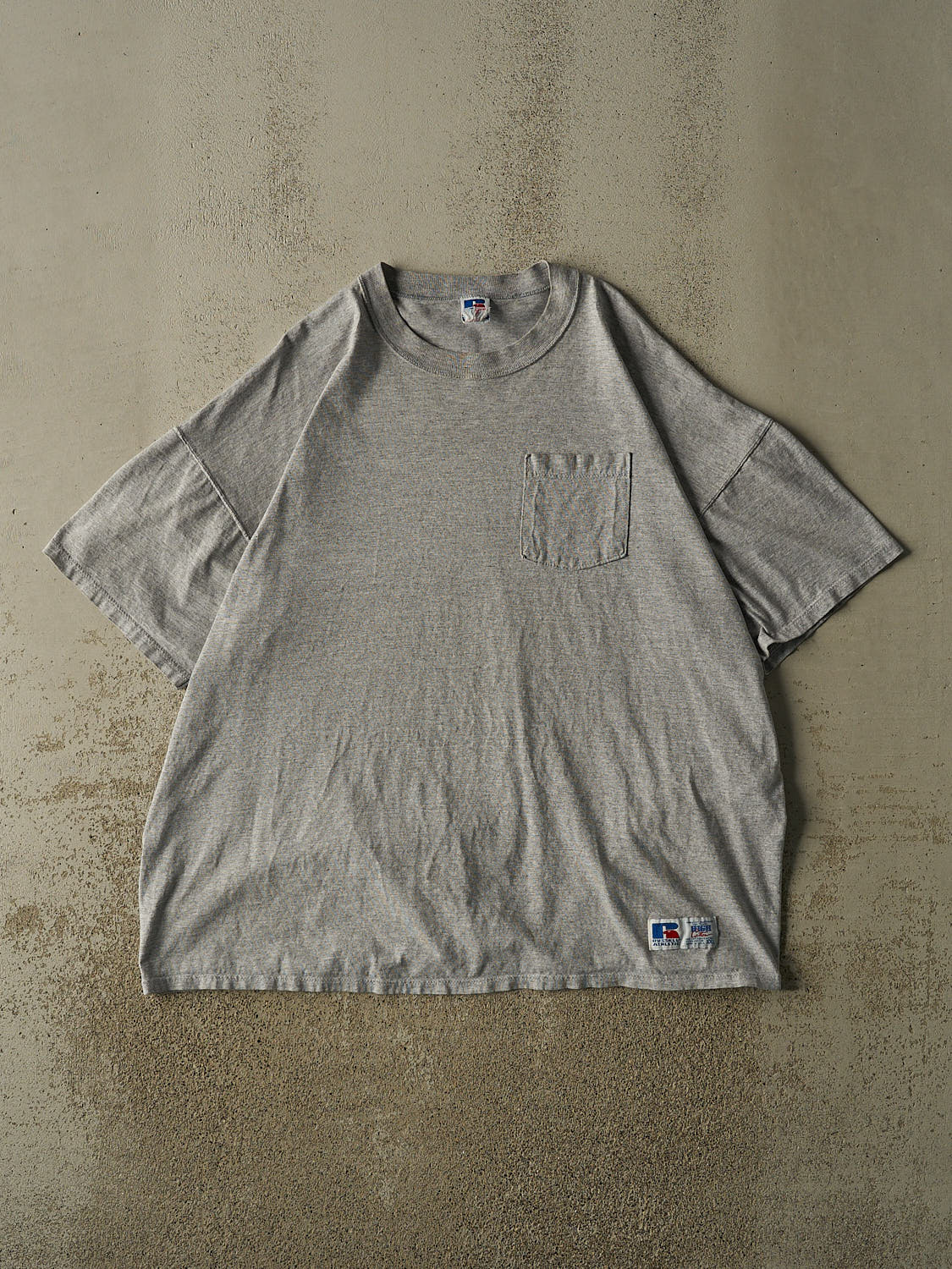 Vintage 90s Grey Russell Athletic Blank Pocket Tee (XXL)