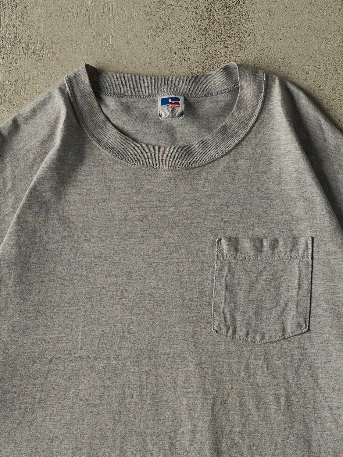 Vintage 90s Grey Russell Athletic Blank Pocket Tee (XXL)