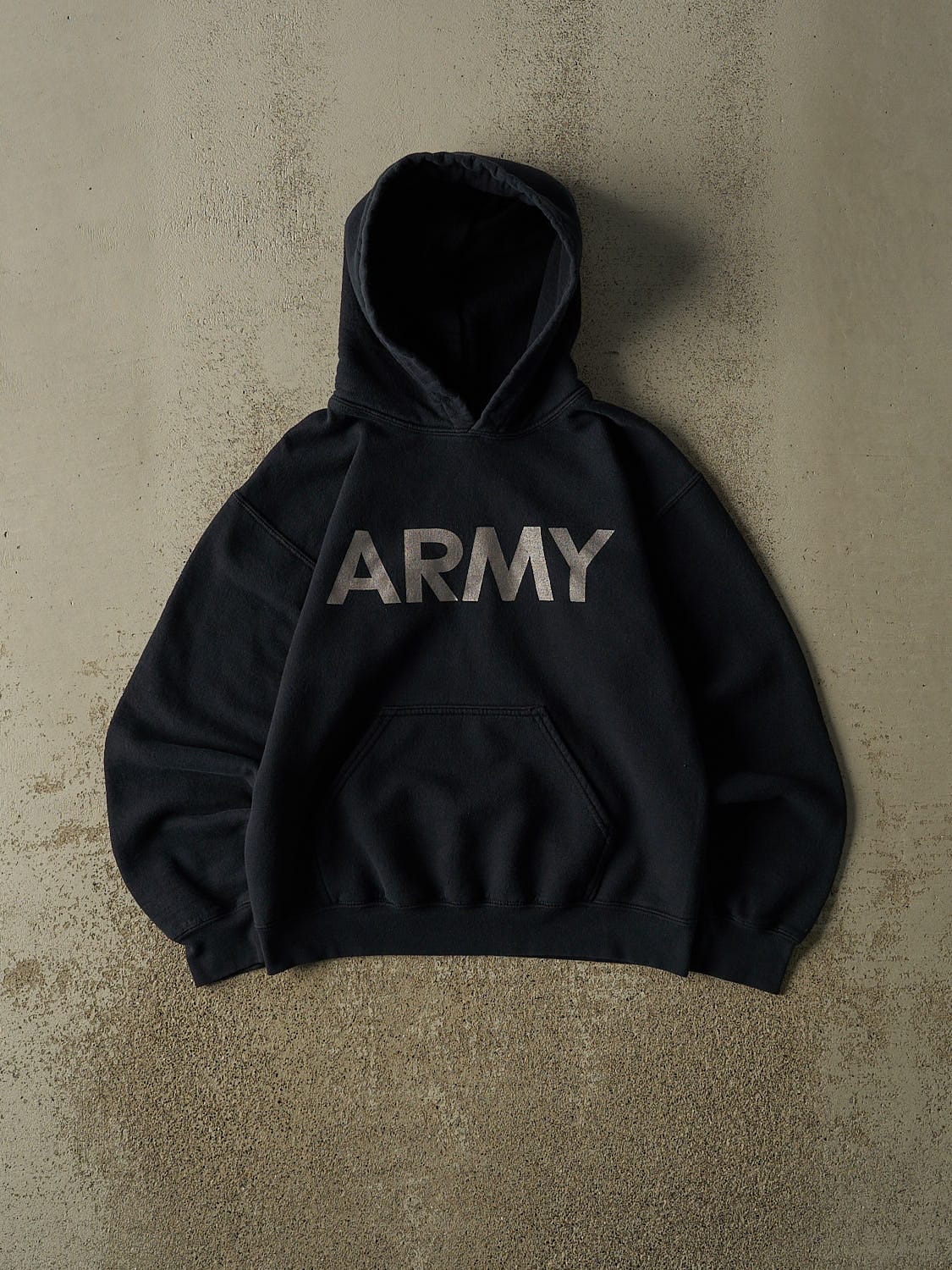 Vintage 90s Faded Black US Army Hoodie (XXS/XS)