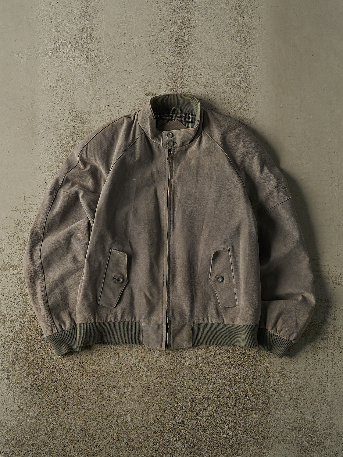 Vintage 90s Grey Suede Harrington Bomber Jacket (S/M)