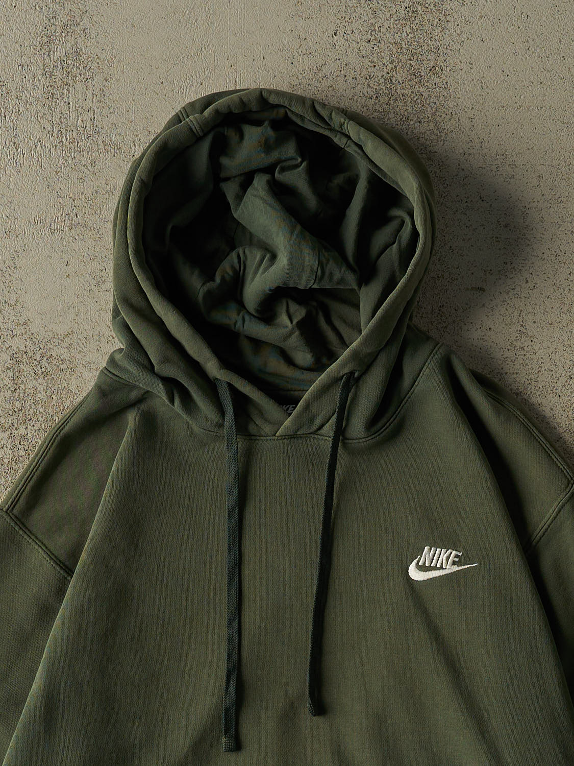 Vintage Y2K Sun Faded Green Nike Embroidered Hoodie (S/M)