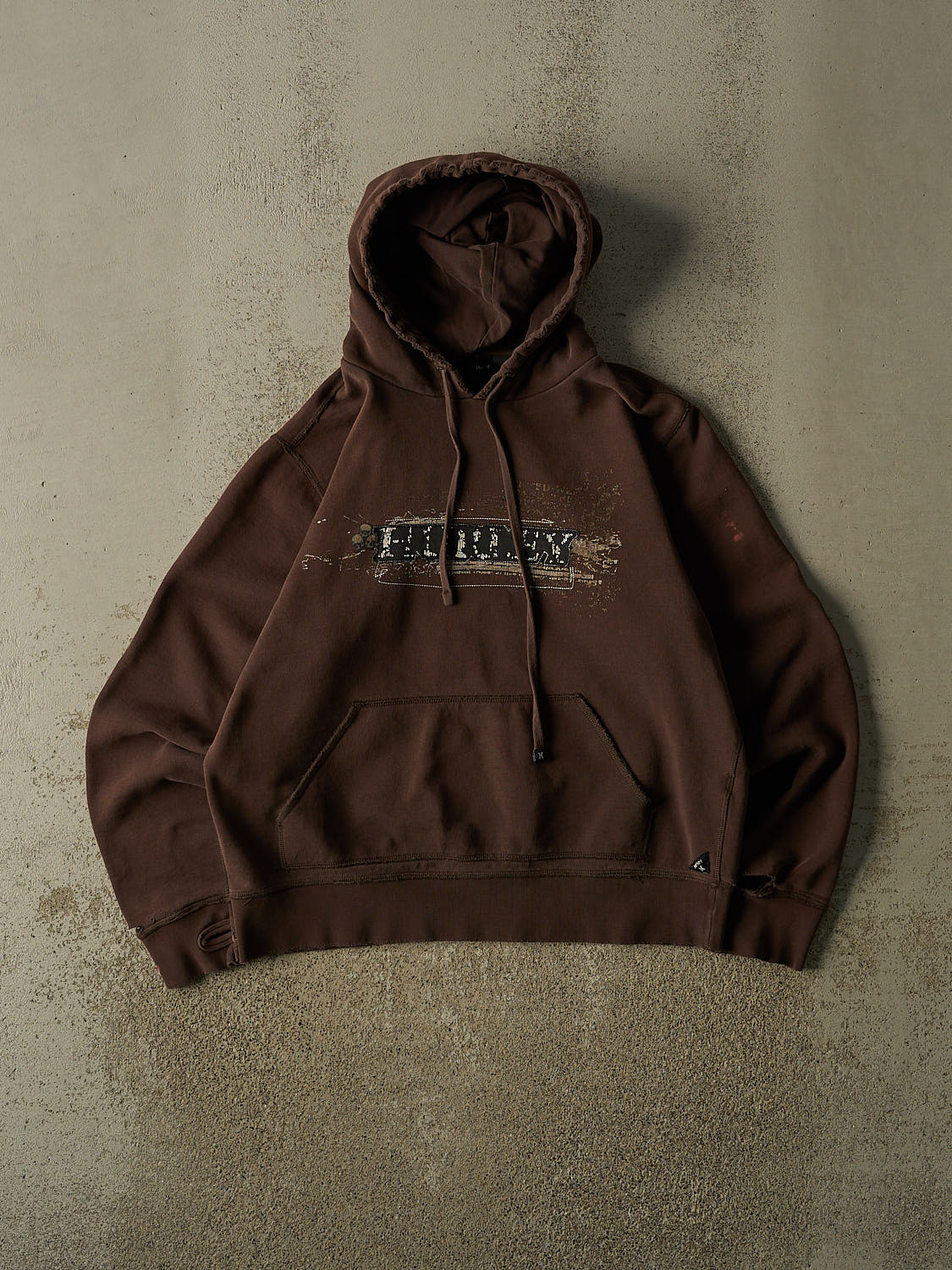 Vintage Y2K Sun Faded Brown Hurley Embroidered Hoodie (M)
