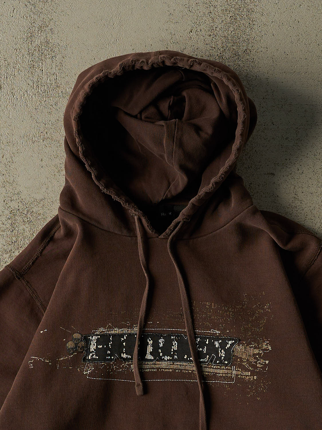 Vintage Y2K Sun Faded Brown Hurley Embroidered Hoodie (M)