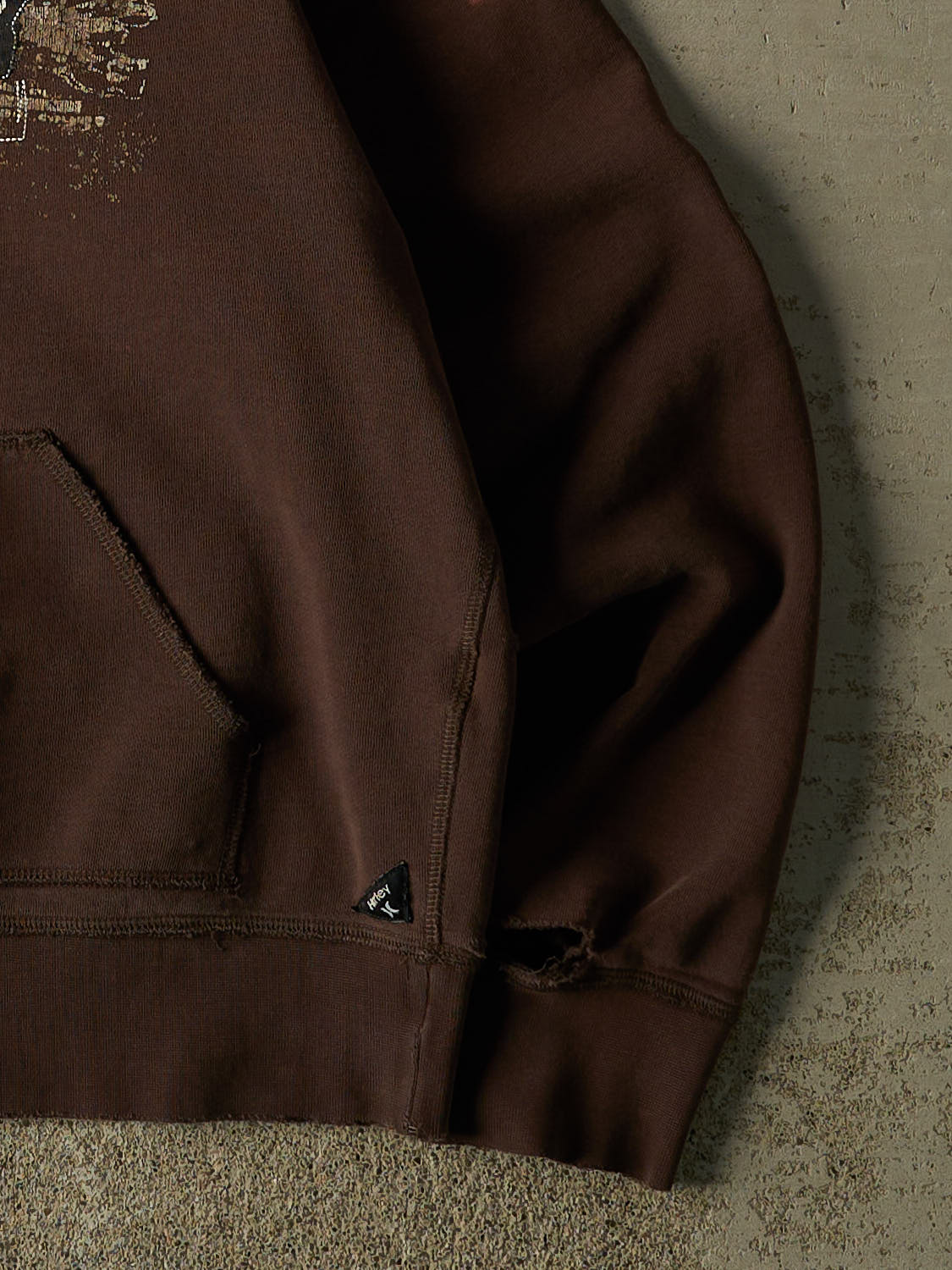 Vintage Y2K Sun Faded Brown Hurley Embroidered Hoodie (M)
