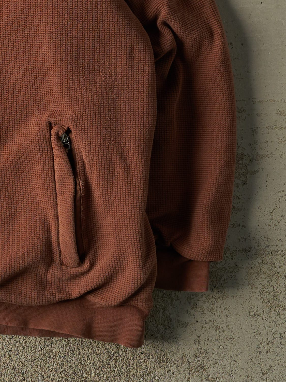 Vintage 90s Brown State Property Quarter Zip Waffle Knit Heavyweight Sweater (XL/XXL)