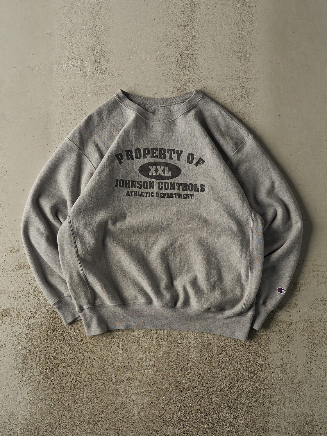 Vintage 90s Grey Champion Reverse Weave Johnson Controls Athletic Crewneck (XL/XXL)