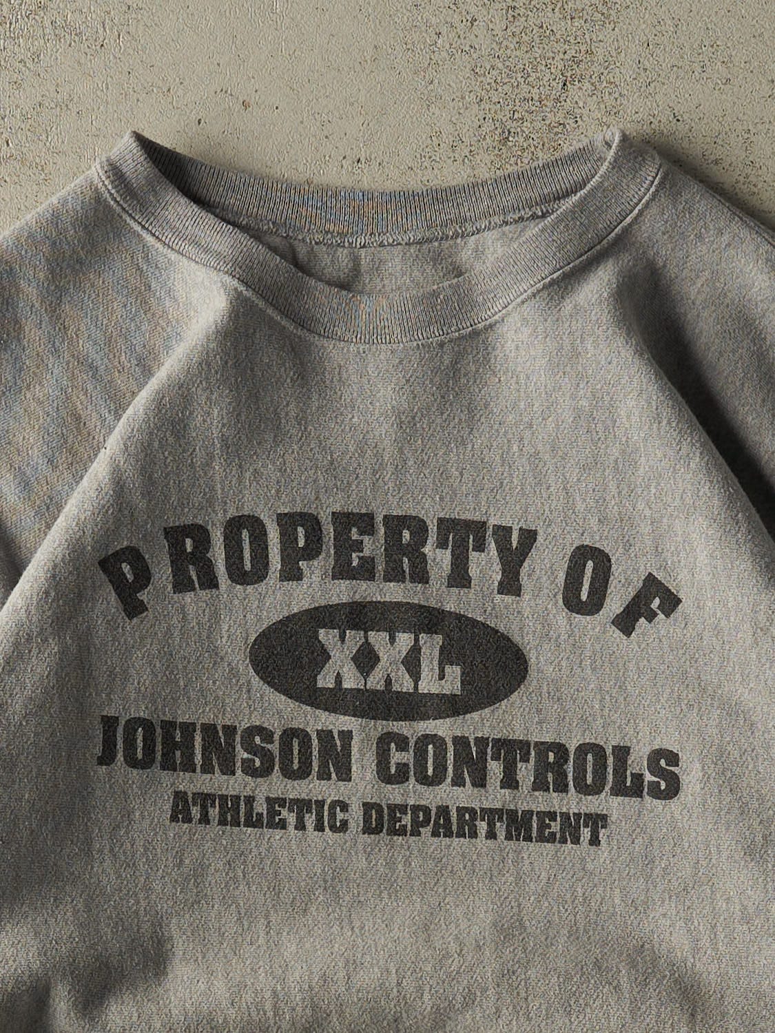 Vintage 90s Grey Champion Reverse Weave Johnson Controls Athletic Crewneck (XL/XXL)