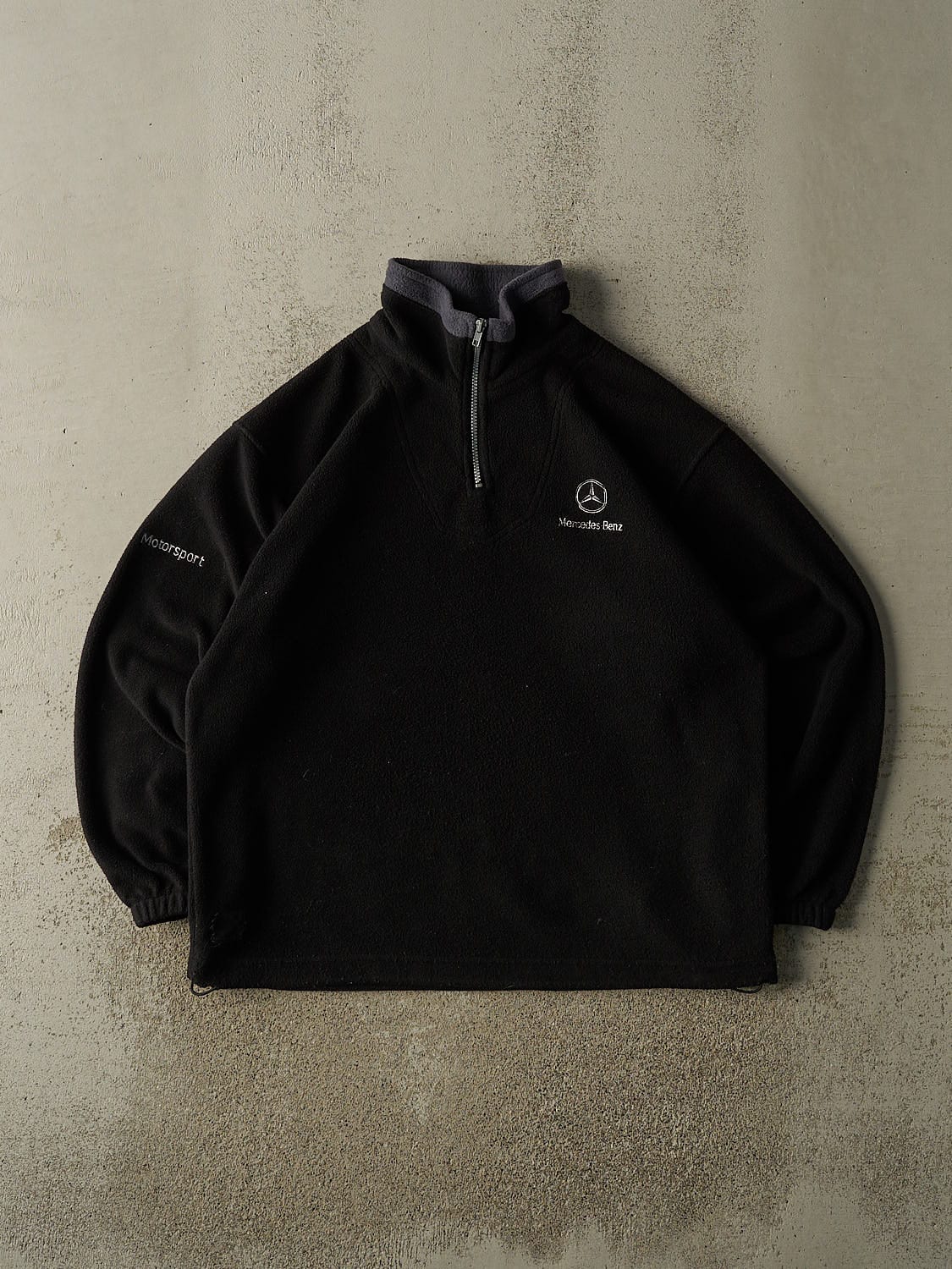 Vintage 90s Black Mercedes Benz Embroidered Quarter Zip Fleece (XL/XXL)