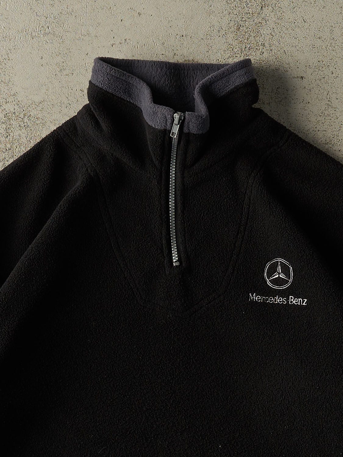 Vintage 90s Black Mercedes Benz Embroidered Quarter Zip Fleece (XL/XXL)