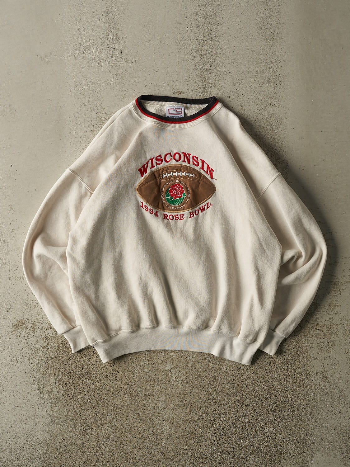 Vintage 94' Beige Wisconsin Rose Bowl Crewneck (L/XL)