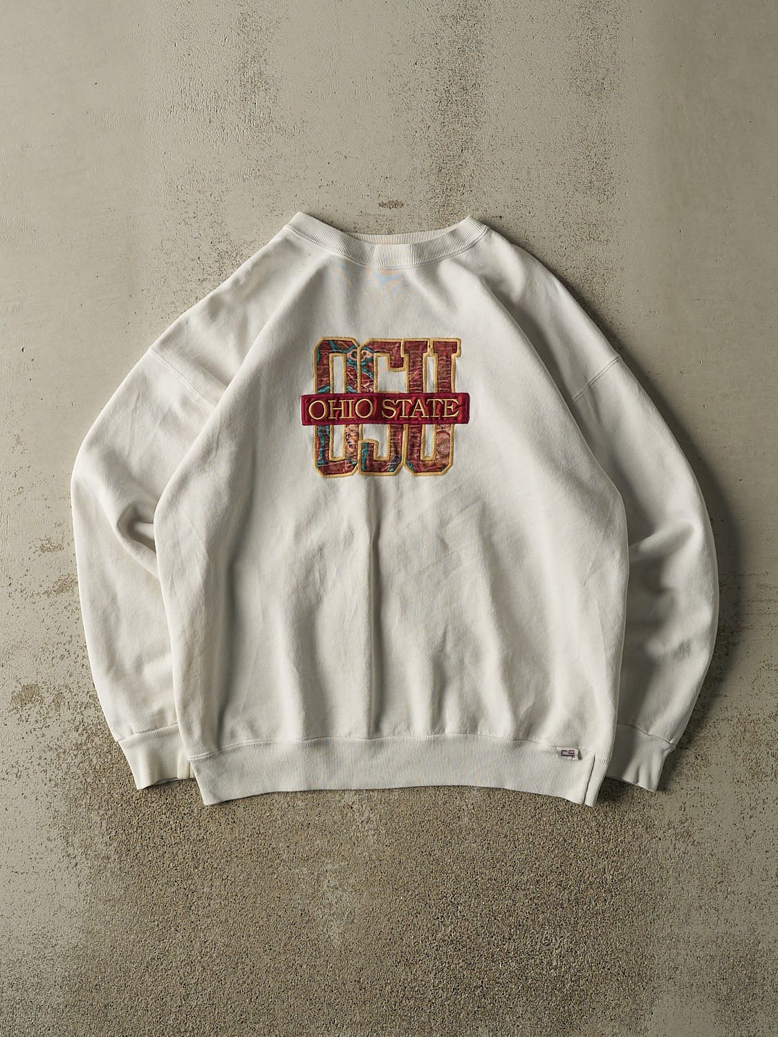 Vintage 90s White Ohio State University Embroidered Crewneck (XL)