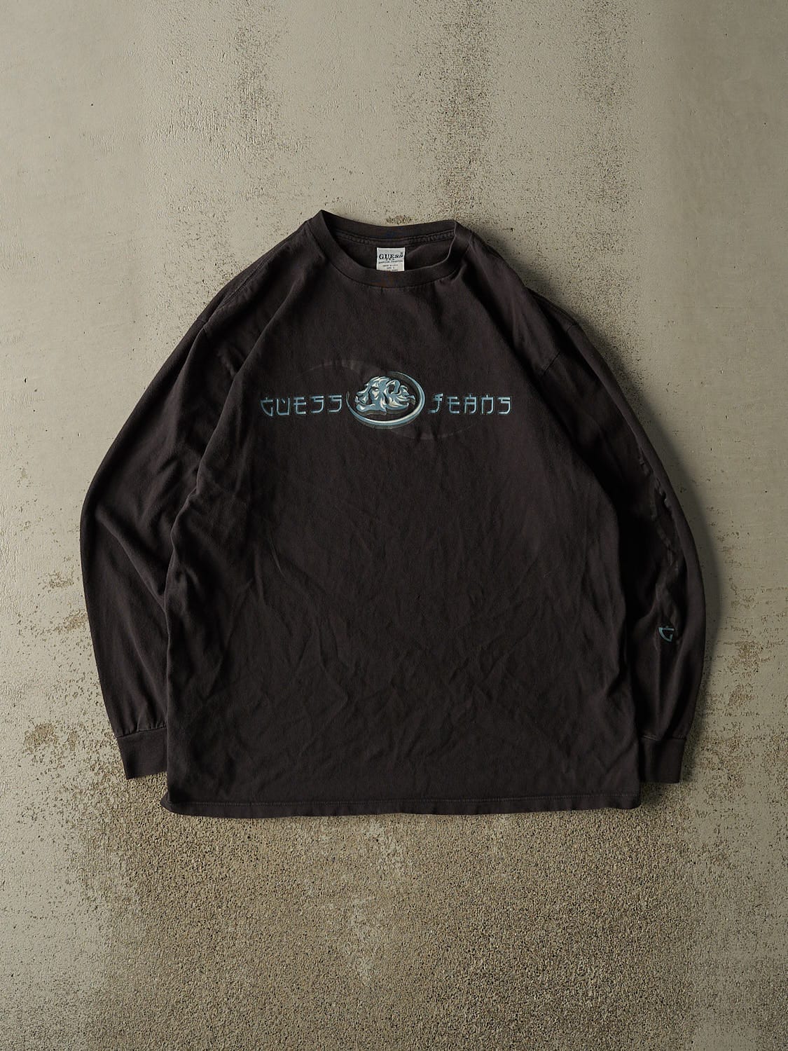 Vintage 90s Faded  Black Guess Jeans Long Sleeve (L/XL)