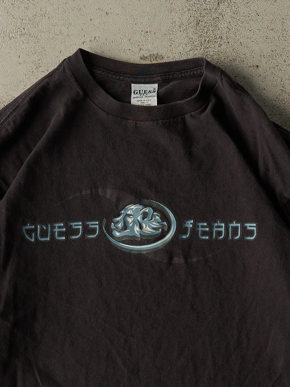 Vintage 90s Faded  Black Guess Jeans Long Sleeve (L/XL)