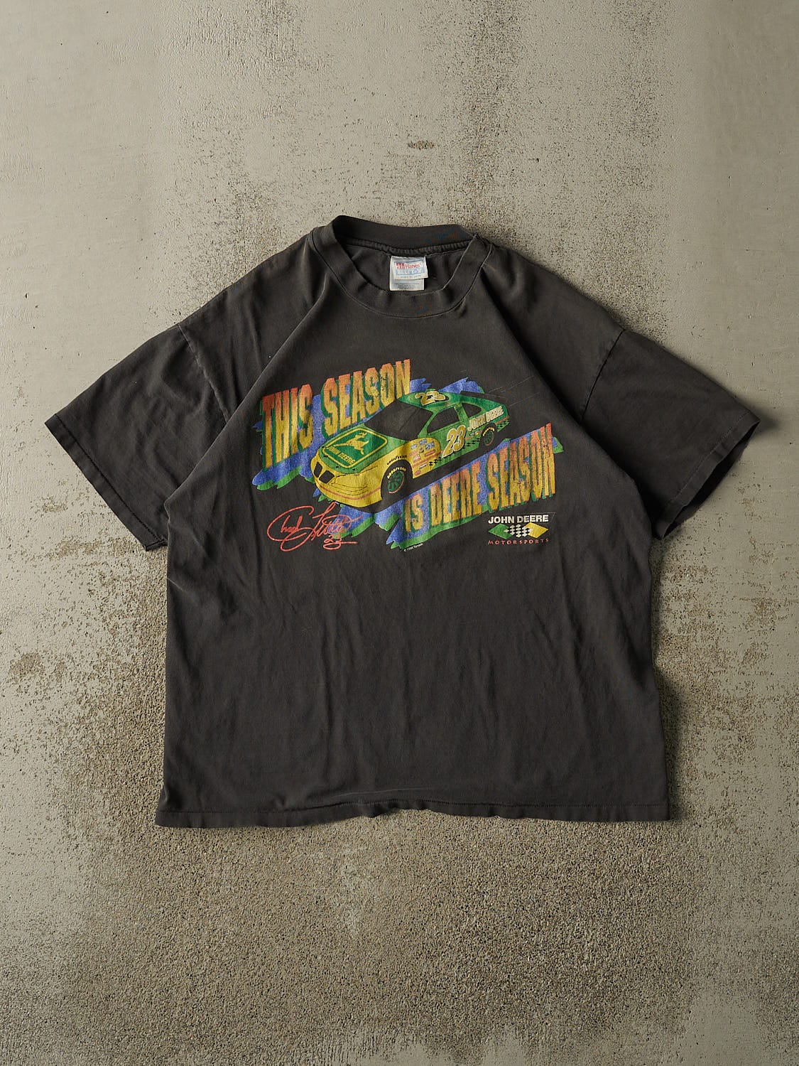 Vintage 96' Black Chad Little John Deere Racing Single Stitch Tee (L/XL)