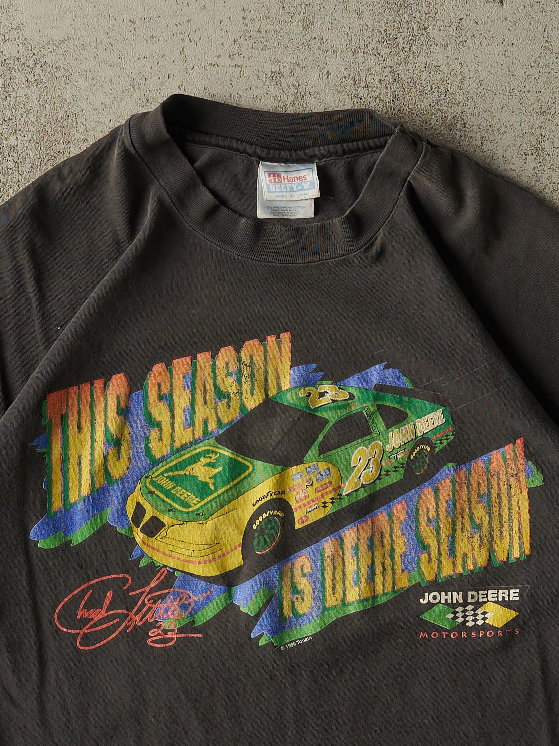 Vintage 96' Black Chad Little John Deere Racing Single Stitch Tee (L/XL)