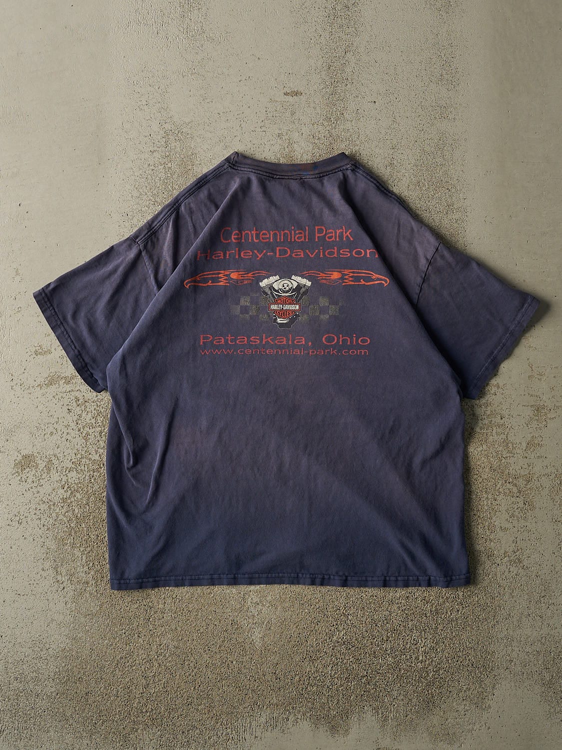 Vintage 03' Sun Faded Navy Harley Davidson Ohio Tee (L/XL)