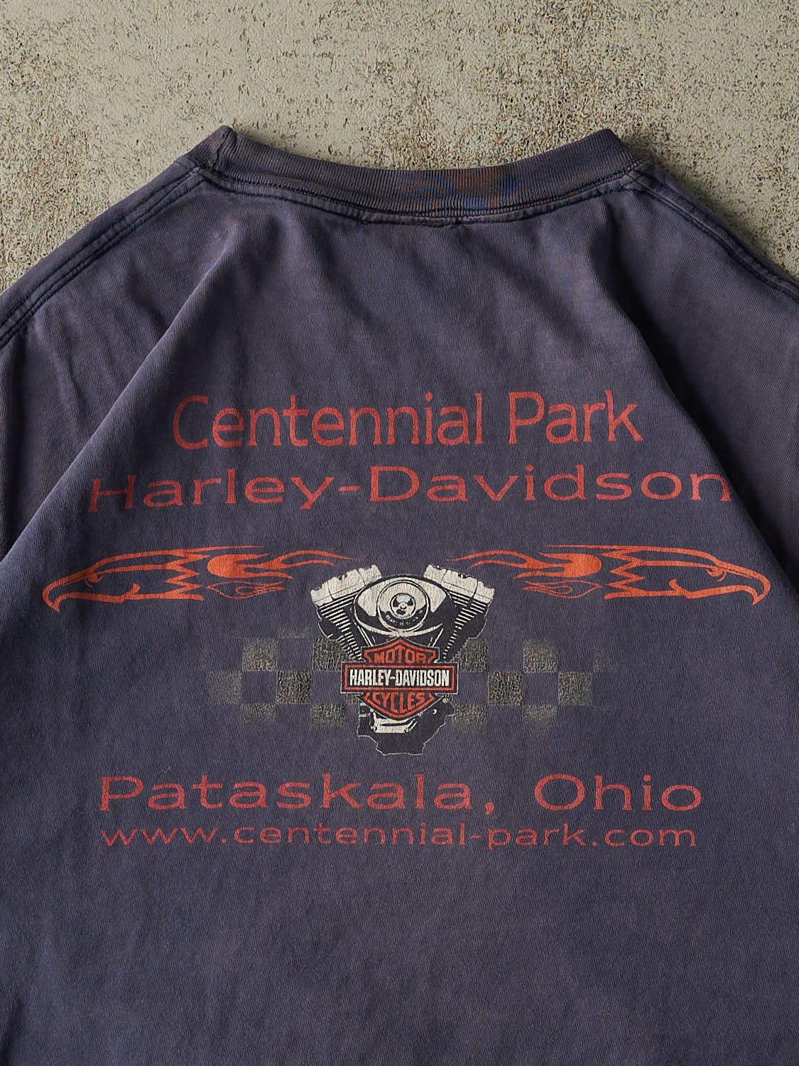 Vintage 03' Sun Faded Navy Harley Davidson Ohio Tee (L/XL)