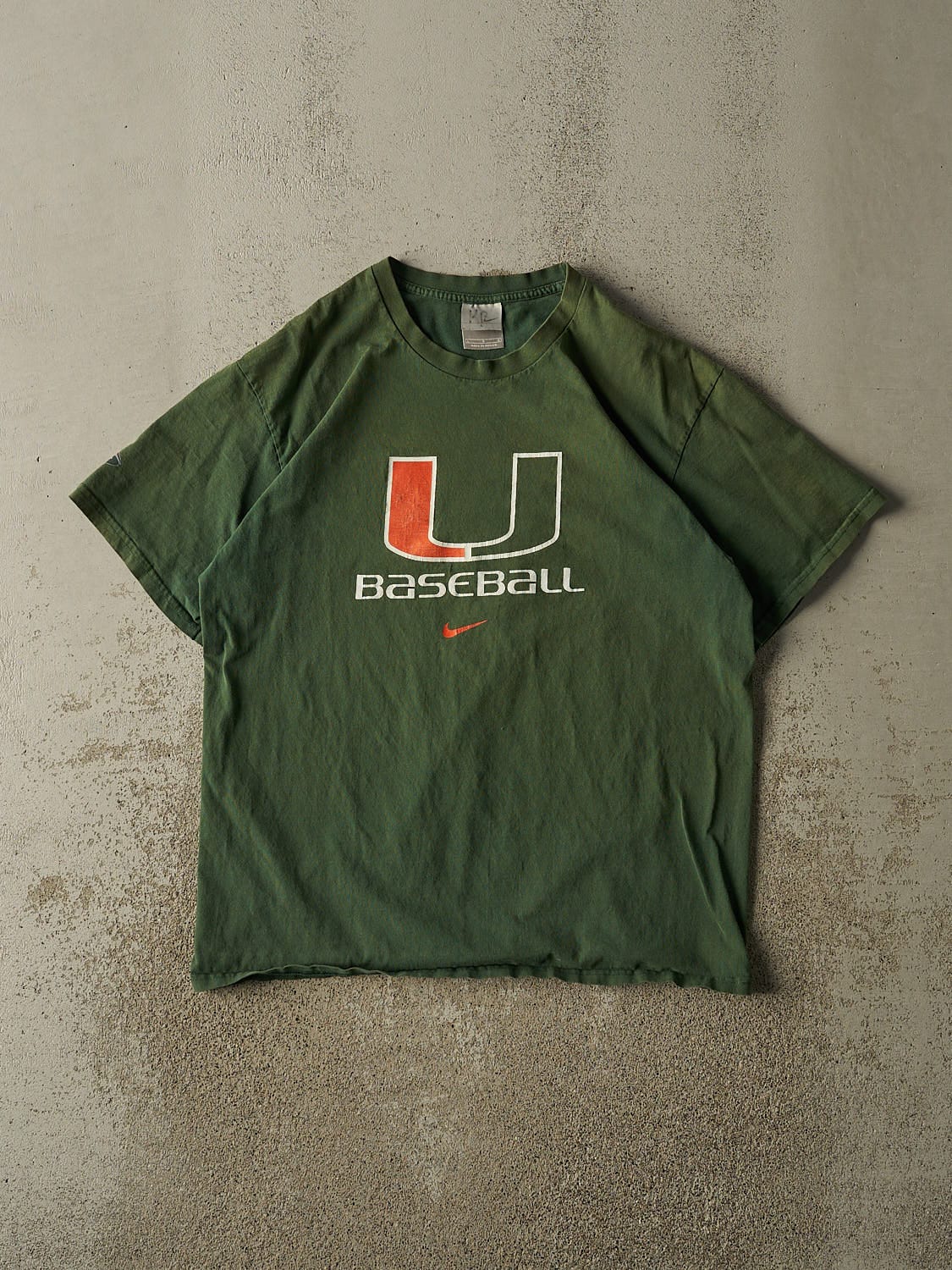 Vintage Y2K Green Nike University of Miami Baseball Tee (L/XL)