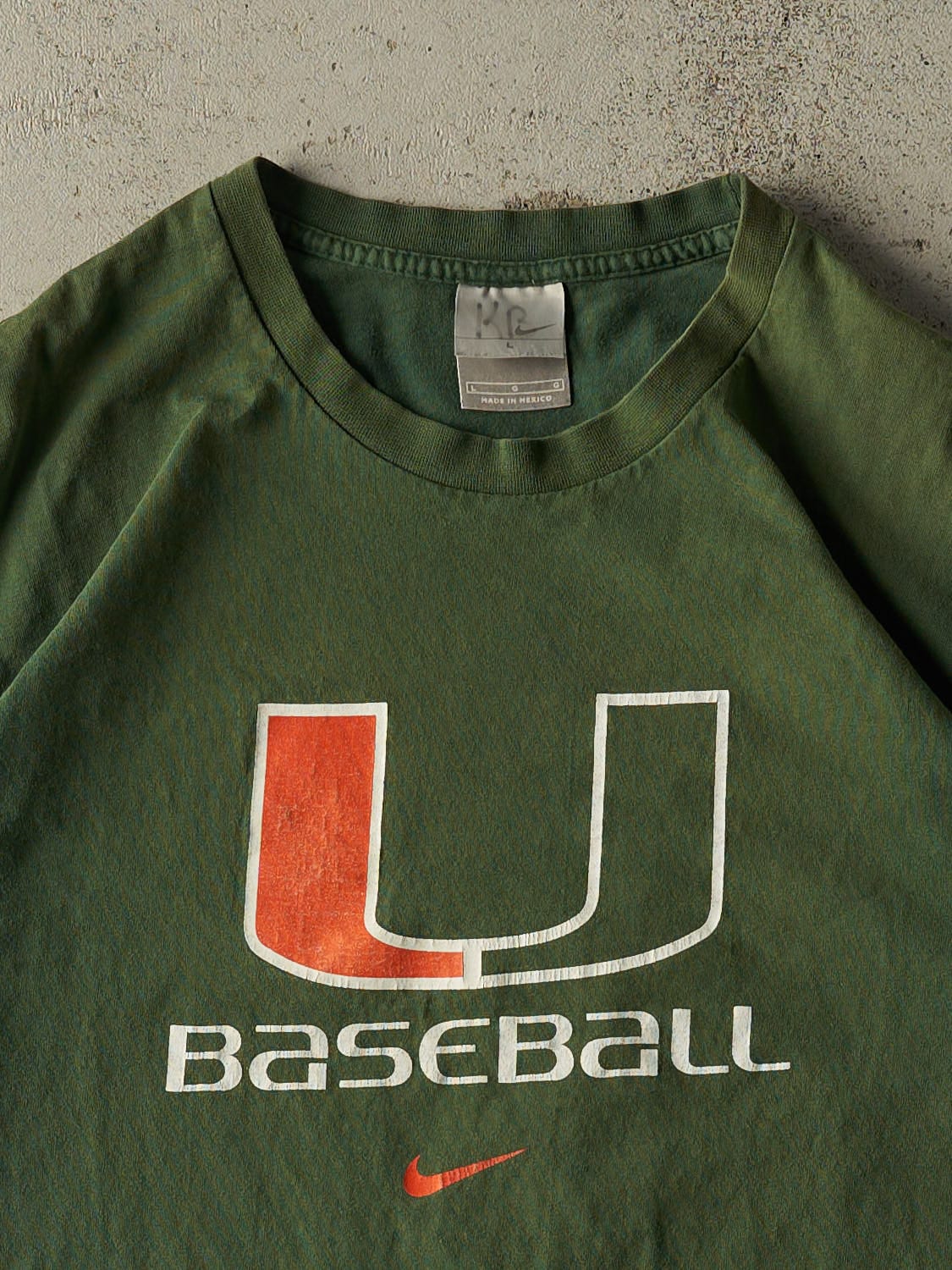 Vintage Y2K Green Nike University of Miami Baseball Tee (L/XL)