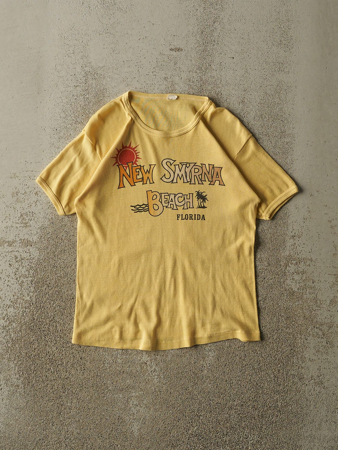 Vintage 80s Yellow New Smyrna Beach Baby Tee (XS/S)