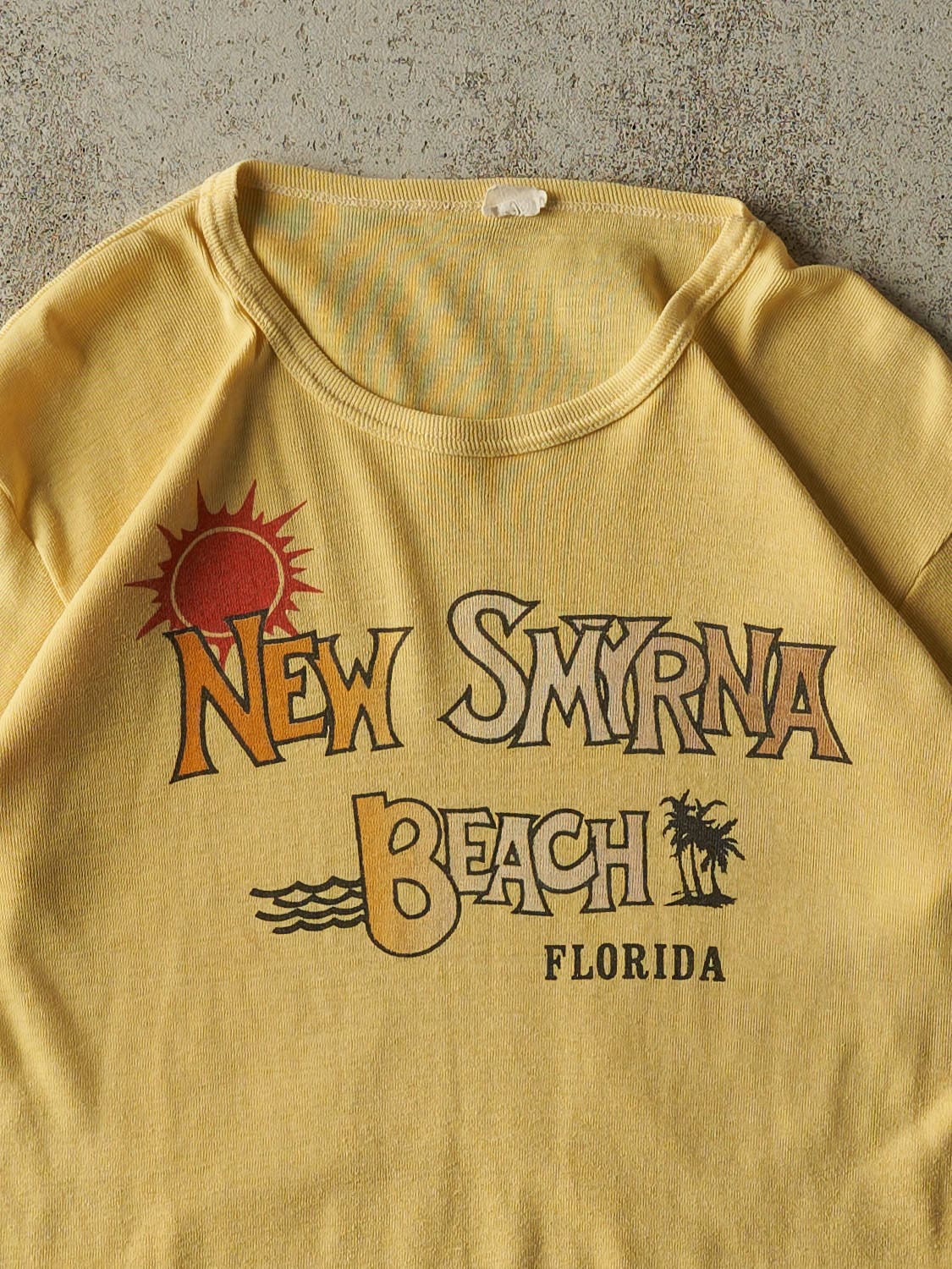 Vintage 80s Yellow New Smyrna Beach Baby Tee (XS/S)